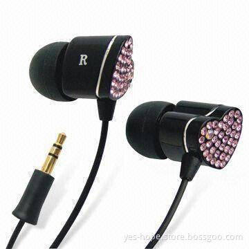 Fashionable Heart Style Jewel Earphone with 2 x 10mm Mylar Speaker